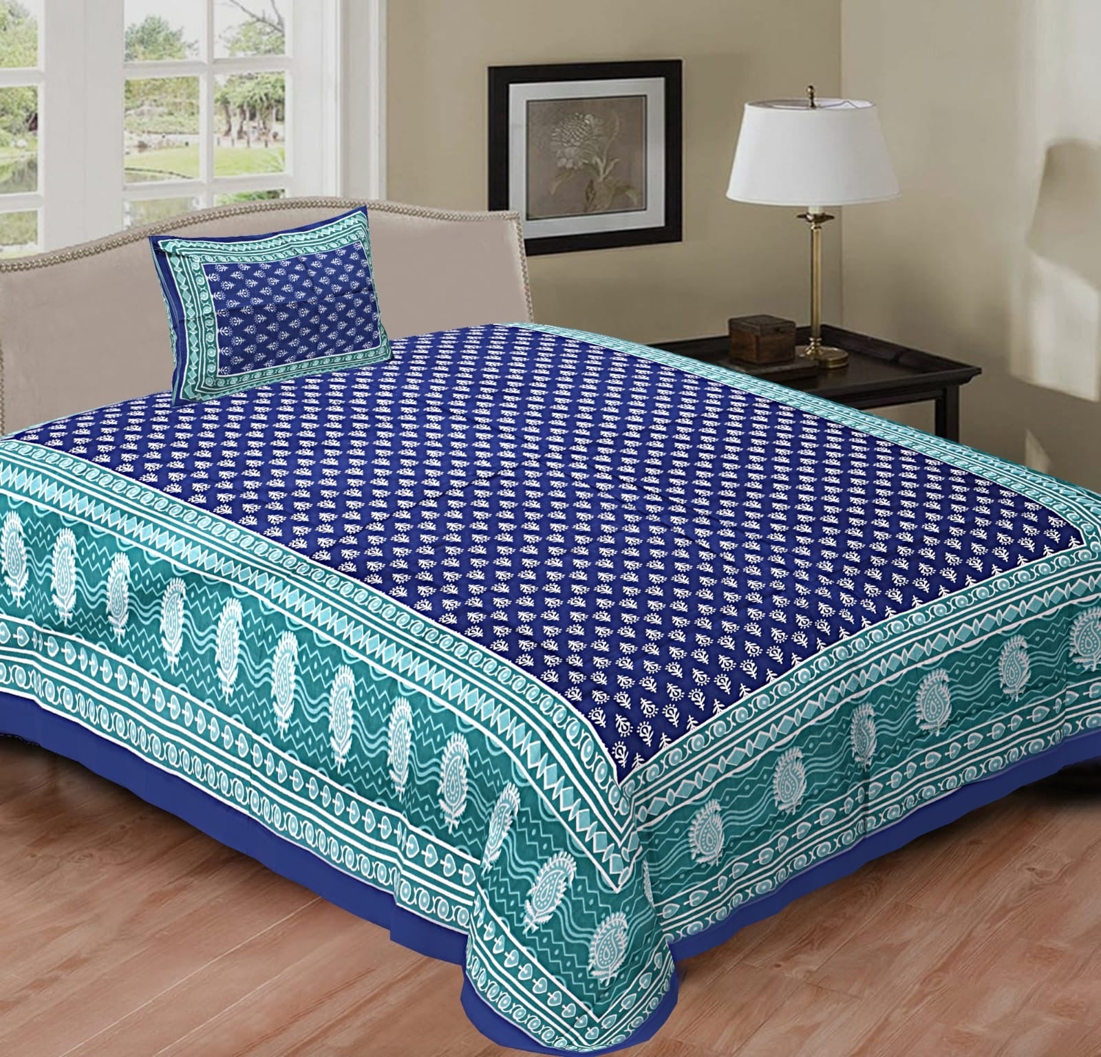 Random Designs Bedsheets 1 free Pillow cover - chikankariofficial