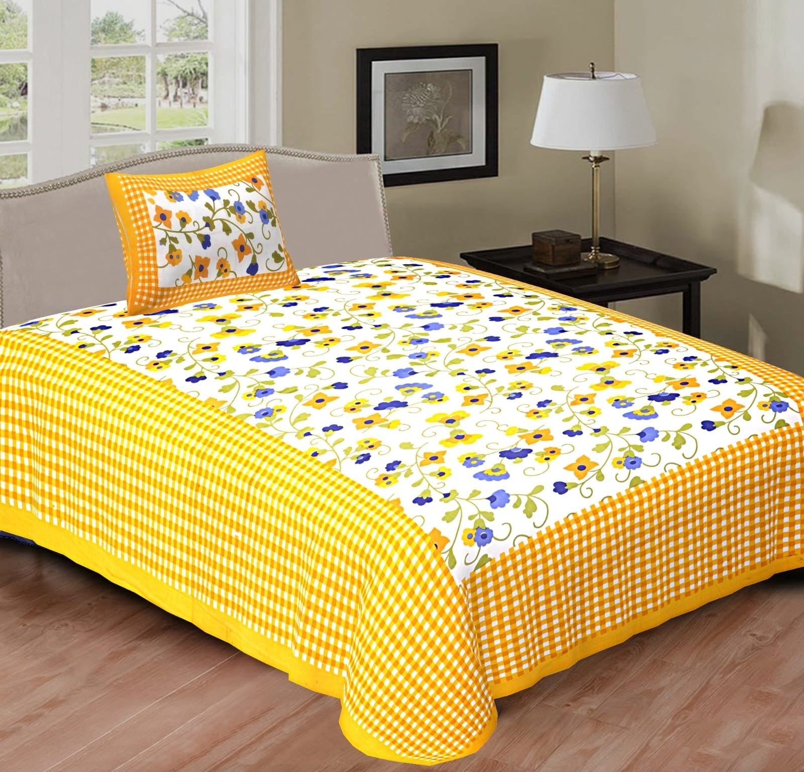 Random Printed Bedsheets with 1 Pillow - chikankariofficial