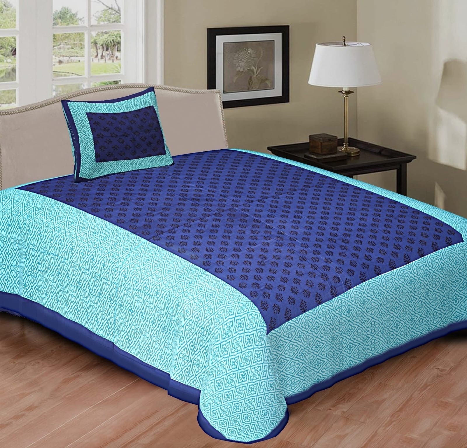 Random Printed Bedsheets with 1 Pillow - chikankariofficial