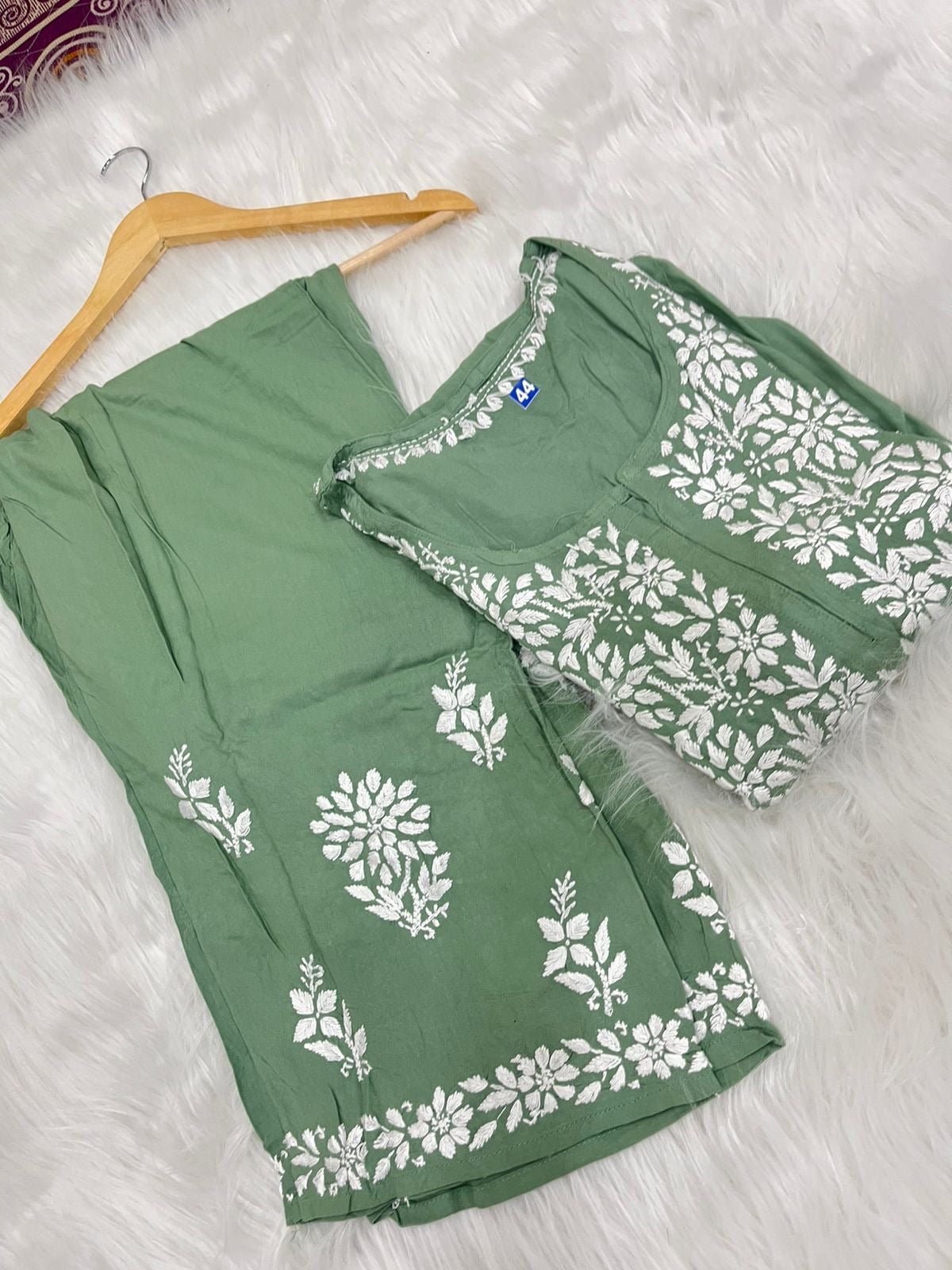 Rayon Daman Buta Co ord Set - chikankariofficial