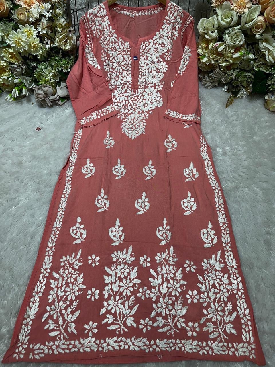 Rayon Fancy Heavy Bota Kurta - chikankariofficial