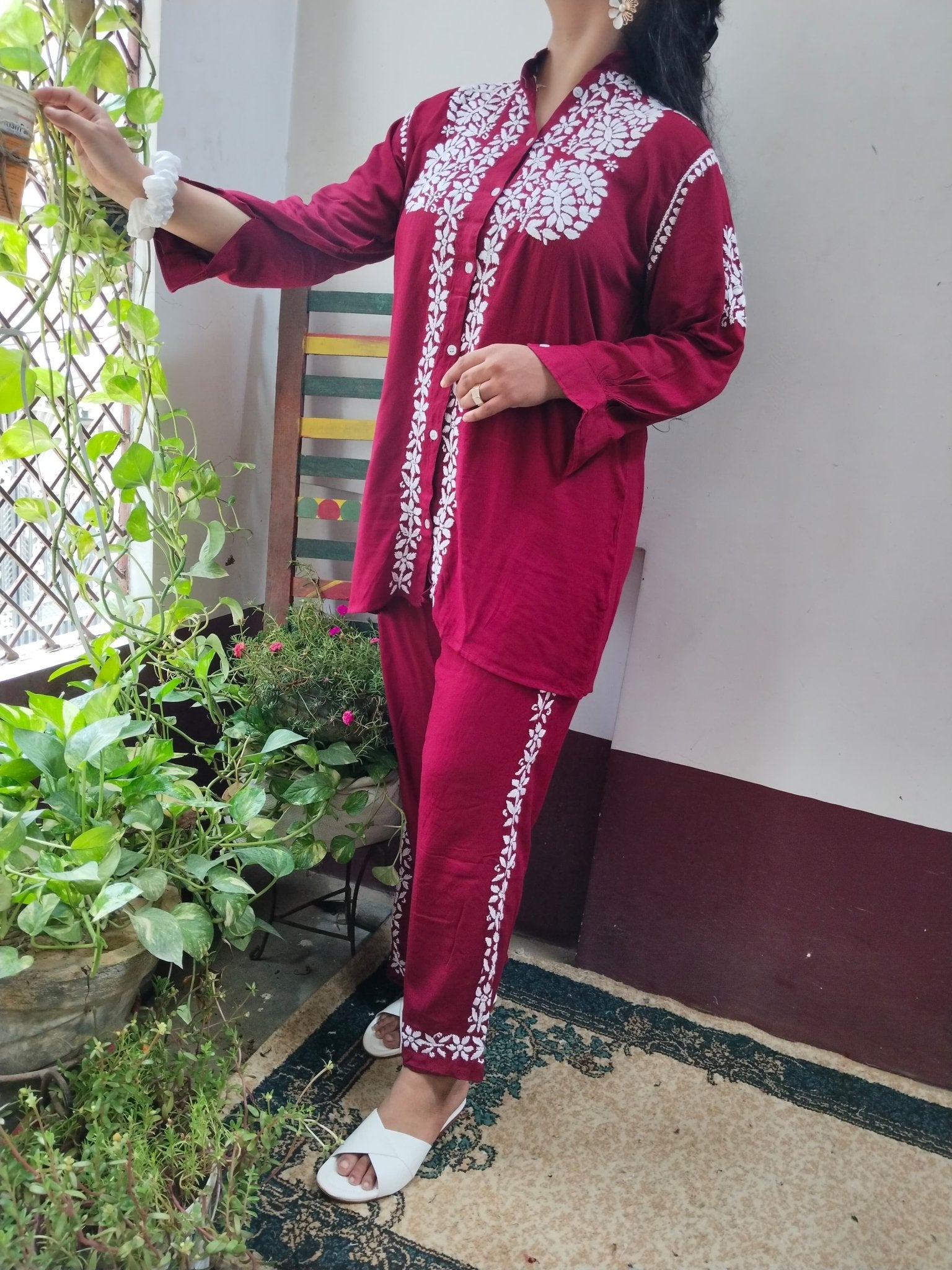 Rayon with heavy Ghass Co ord Handwork Combo - chikankariofficial
