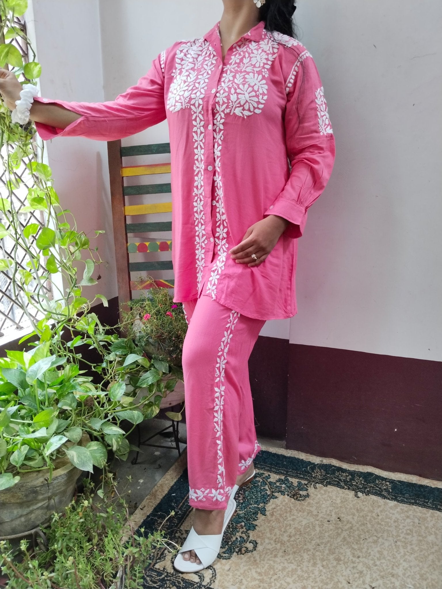 Rayon with heavy Ghass Co ord Handwork Combo - chikankariofficial