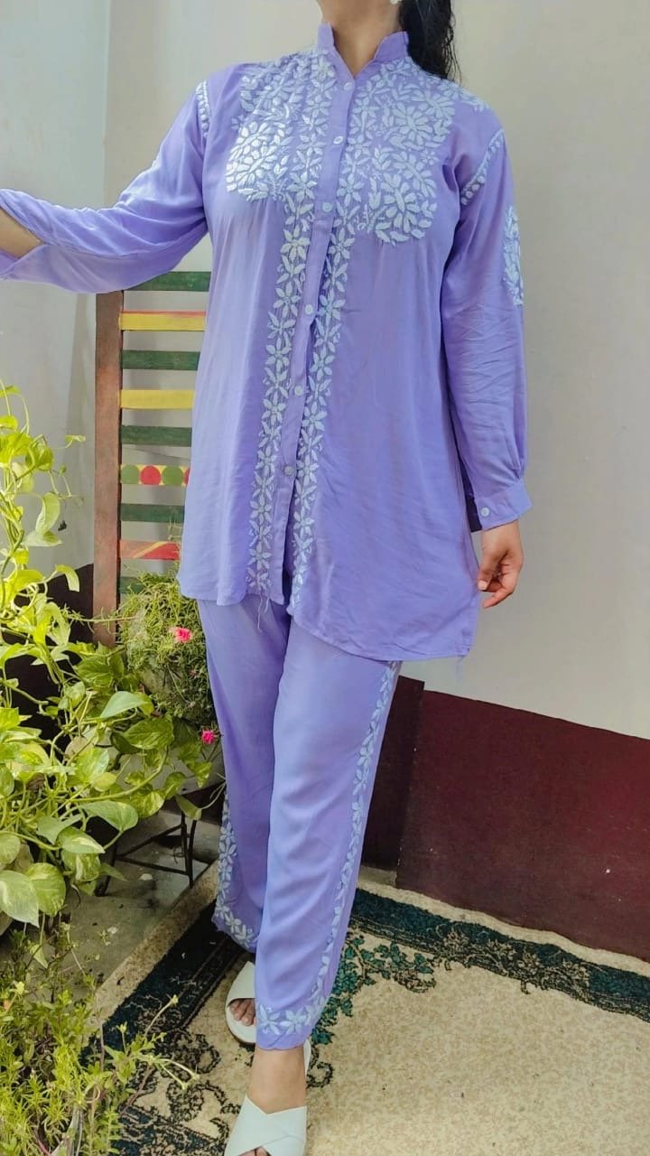 Rayon with heavy Ghass Co ord Handwork Combo - chikankariofficial