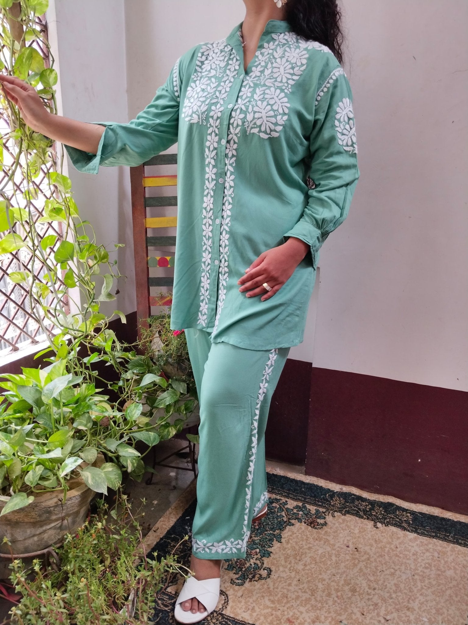 Rayon with heavy Ghass Co ord Handwork Combo - chikankariofficial