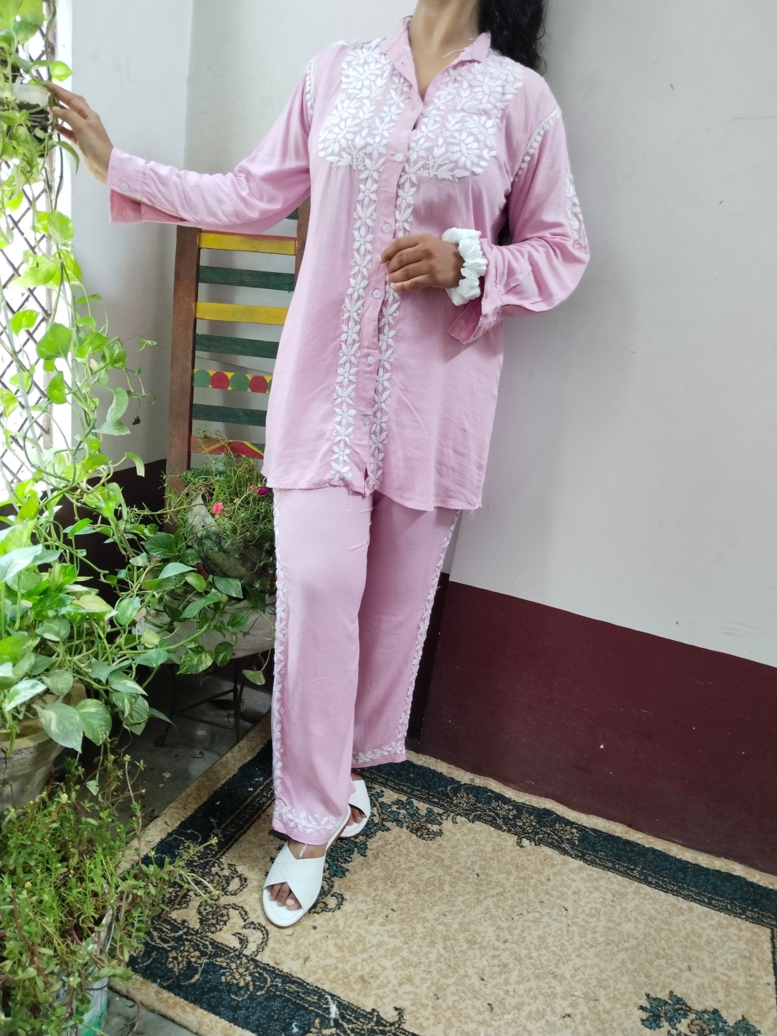 Rayon with heavy Ghass Co ord Handwork Combo - chikankariofficial