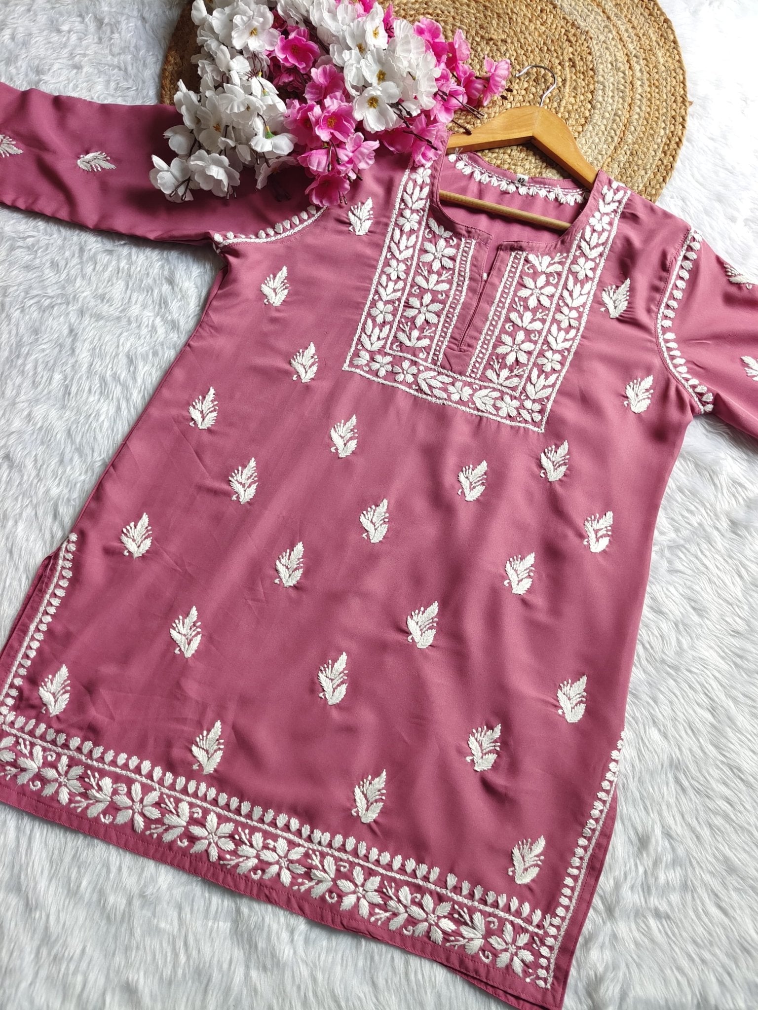 Square Neck Modal Short Top - chikankariofficial