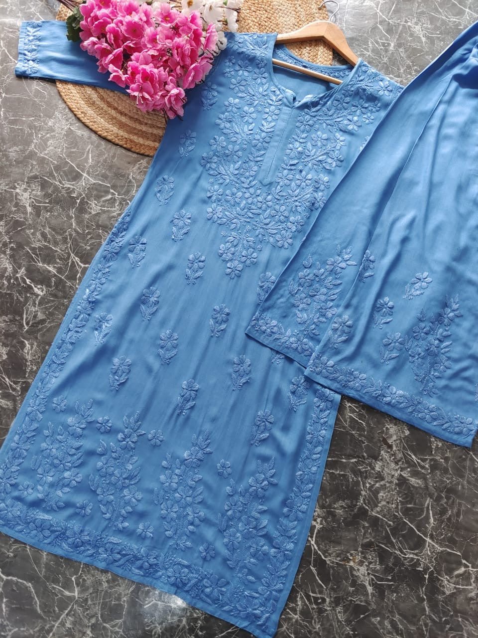 Tone to Tone Co ord Modal Cotton Santoshi Special - chikankariofficial