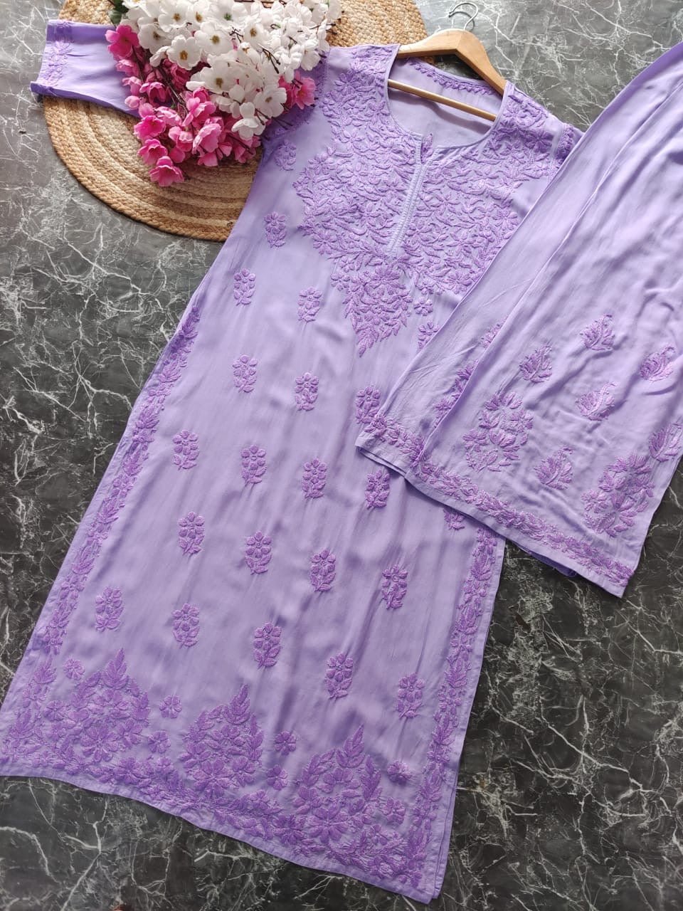 Tone to Tone Co ord Modal Cotton Santoshi Special - chikankariofficial