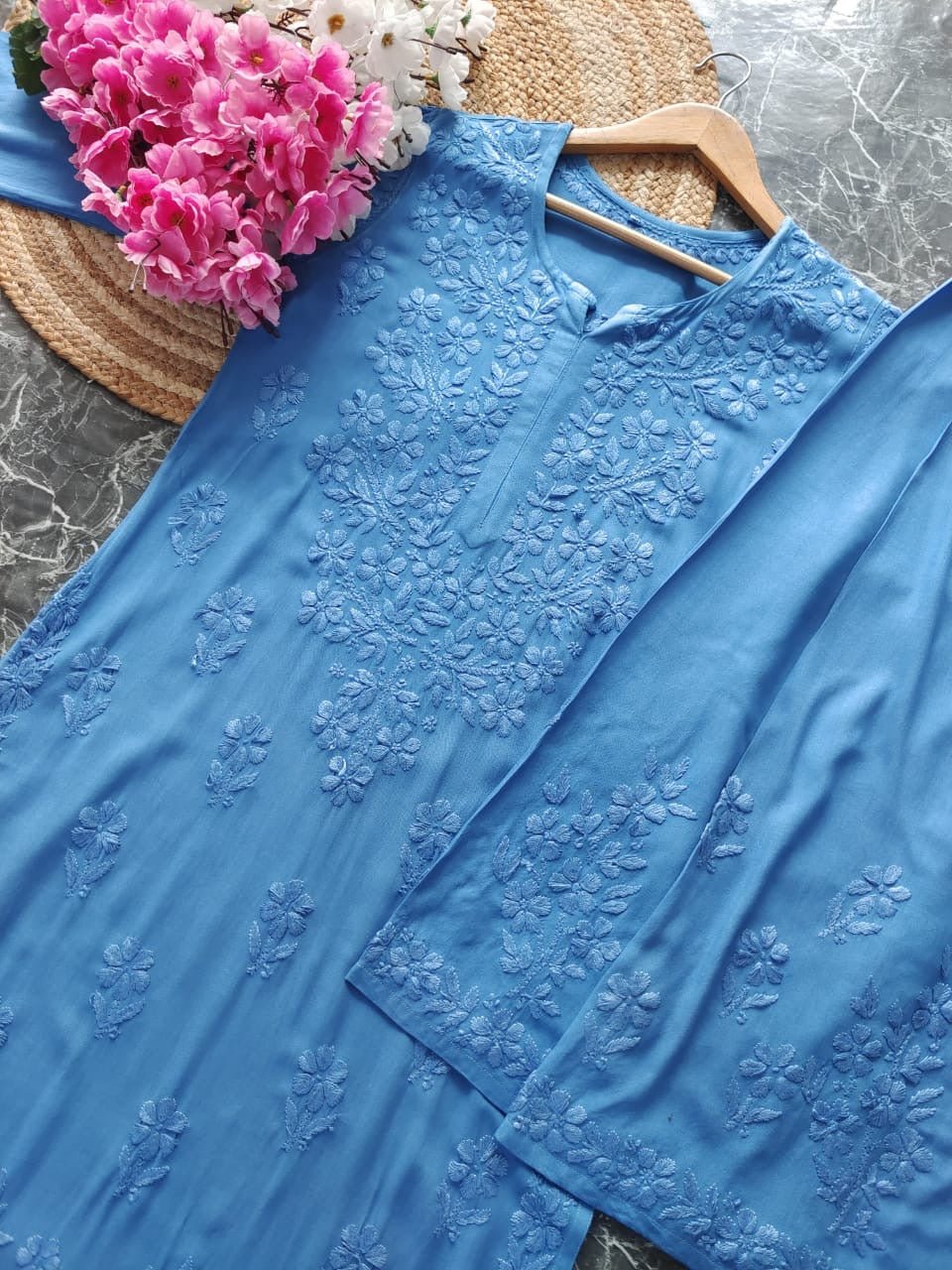 Tone to Tone Co ord Modal Cotton Santoshi Special - chikankariofficial