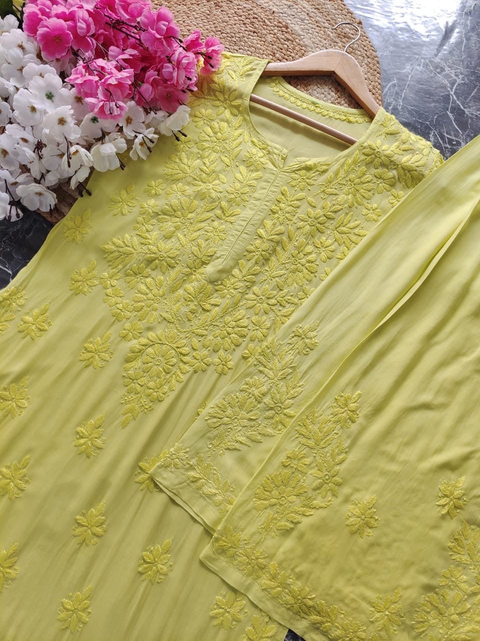 Tone to Tone Co ord Modal Cotton Santoshi Special - chikankariofficial