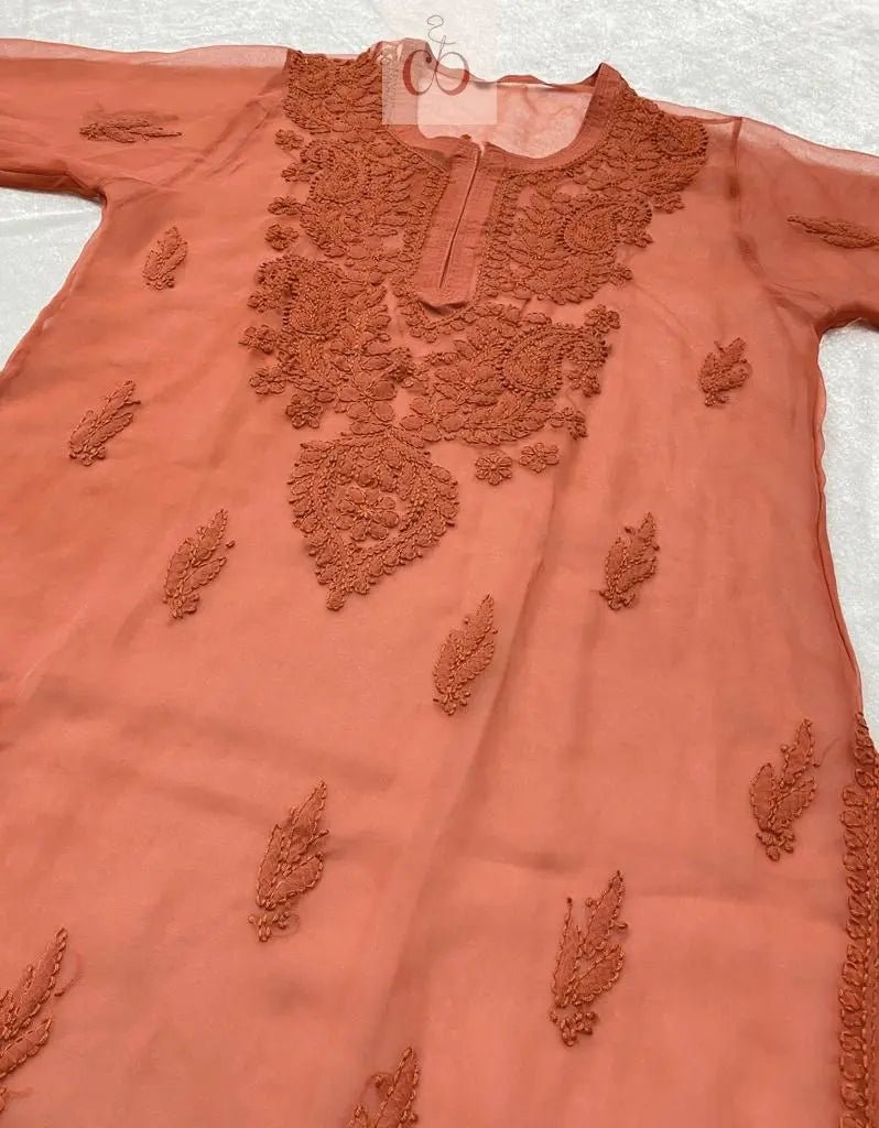 Tone to Tone Georgette Kurtis with inner - chikankariofficial