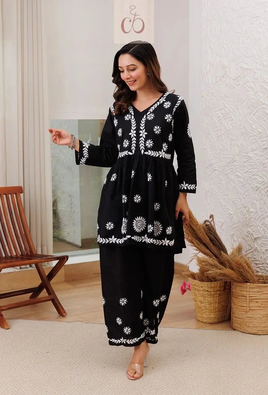 Trending chikankari Gown Plazzo combo - chikankariofficial