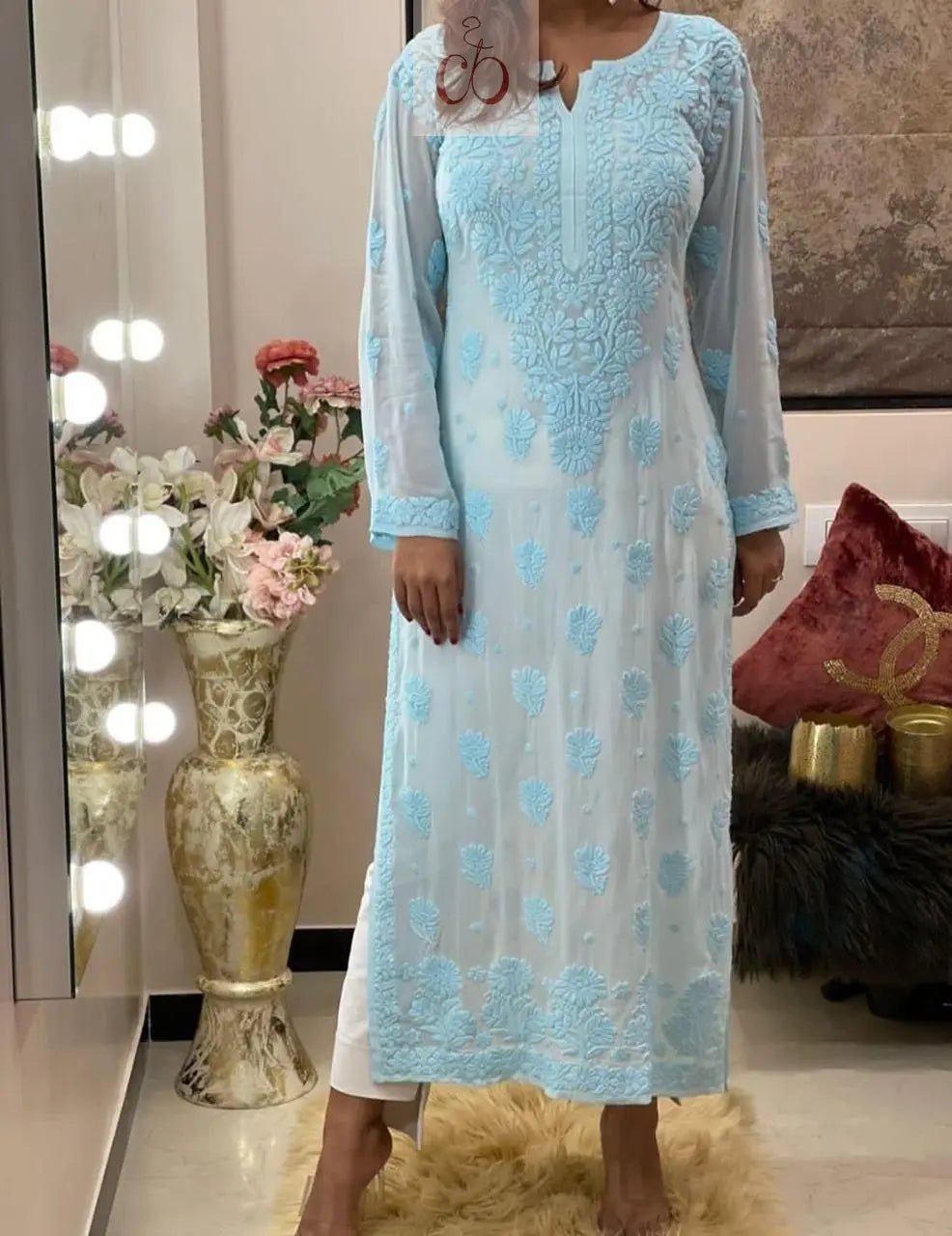 Viscose Finest Quality Worked kurtas.. - chikankariofficial