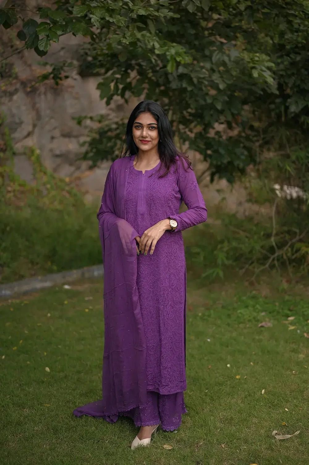 Viscose Premium Set with Muqaish Plazzo - chikankariofficial
