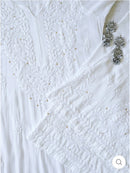 Zoya White Long rayon Muqaish Work kurta & Plazzo 2pc