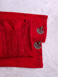 Zoya Red Muqaish 2pc Rayon Set