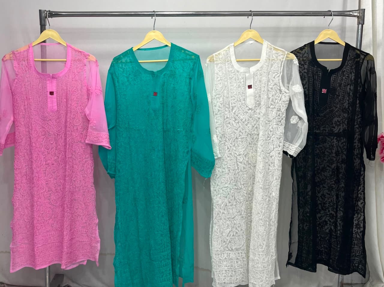 Resham long heavy Jaal Kurta handcrafted