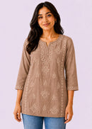 Rayon Dyeable Short Handwork Buta Top