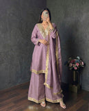 Designer Simmer Silk 3pc Suit Set - Chikankari official