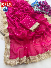 Ultra Soft Moss Fendy Chiffon Saree With Silver Jhari Weaving Buti