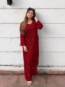 Rose Panel Viscose Chikankari Kurta with Palazzo