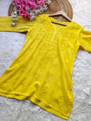 Rayon Chikankari short top for Office college wear