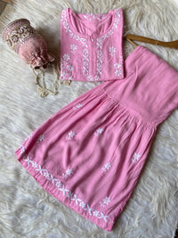 Rayon Soft Chikankari Gharara Set