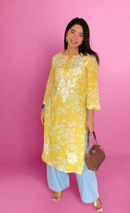 Zainab Soft & Comfy Mul leafy Contrast Kurtis