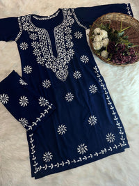 Soft & Stylish Ghaspatti Work kurta Plazzo