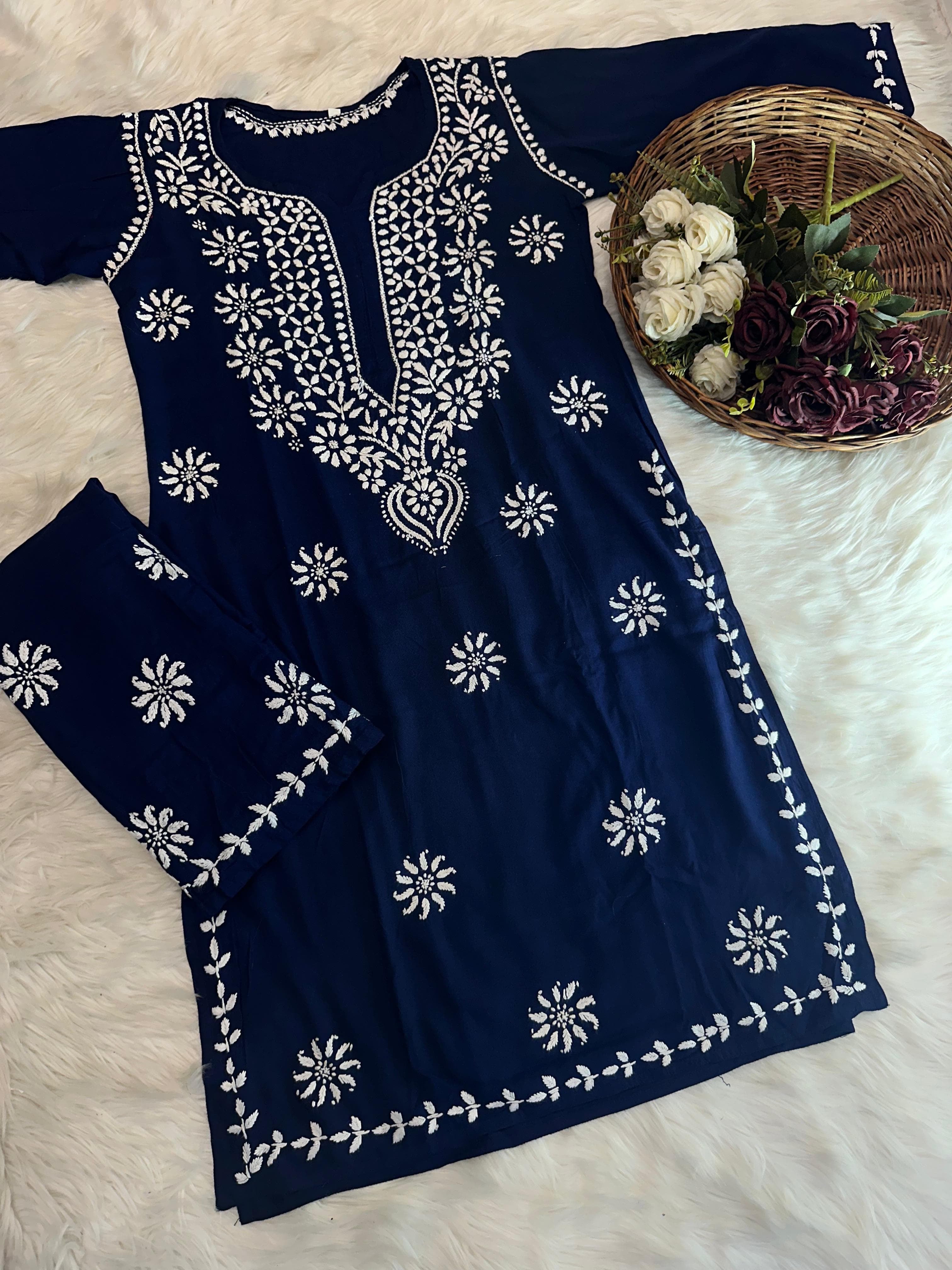 Soft & Stylish Ghaspatti Work kurta Plazzo