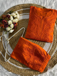 Chanderi Soft Fabric Kurti paired with stylish Afghani Salwar