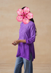 Short chikankari Rayon Soft top