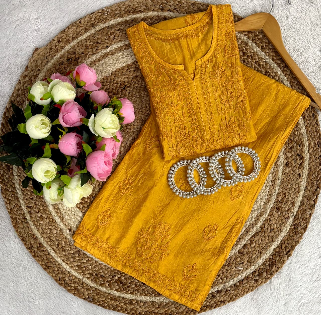 Chanderi Gala Chadi Cross Set