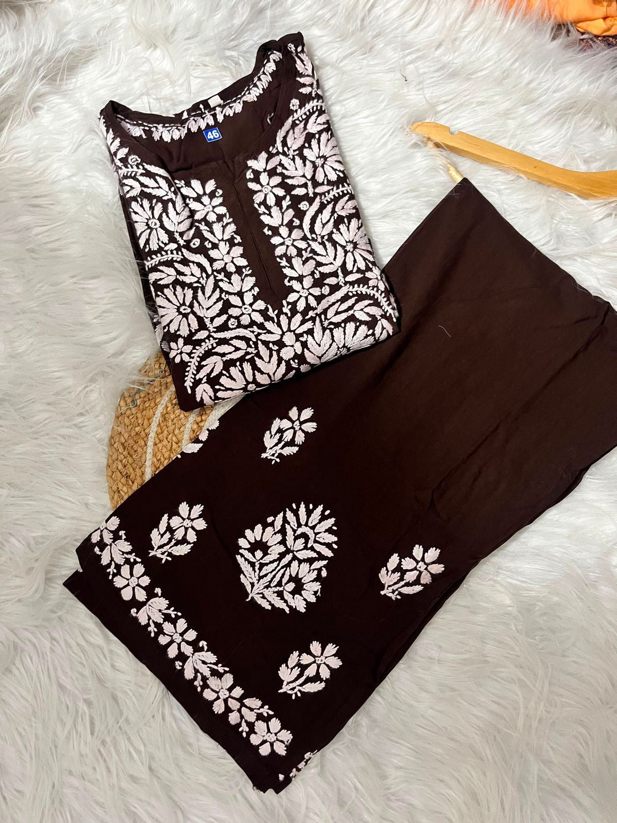 Heavy Chikankari Rayon Plazo Co-ord Set