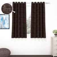2 Pcs Brown Grunge Blackout Emboss Faux Silk Room Darkening Window/Door/Long Door Curtains