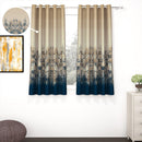 2 Pcs Beige & Blue Abstract Digital Faux Silk Medium room Darkening Window | Door | Long Door Curtains