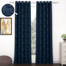 2 Pcs Navy Blue Grunge Blackout Emboss Faux Silk Room Darkening Window/Door/Long Door Curtains