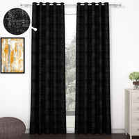 2 Pcs Black Grunge Blackout Emboss Faux Silk Room Darkening Window/Door/Long Door Curtains
