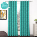 2 Pcs Cyan Grunge Blackout Emboss Faux Silk Room Darkening Window/Door/Long Door Curtains