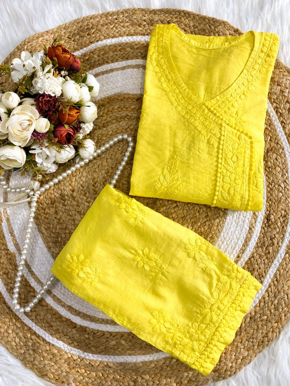 Soft Chanderi Wedding chikankari Set