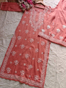 Modal cotton soft chikankari kurta with plazzo
