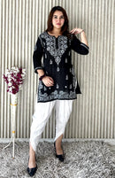 Ghasspatti thread work muslin short Top