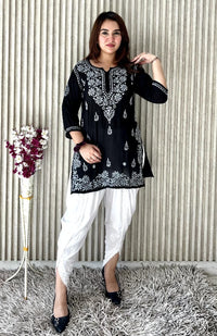 Ghasspatti thread work muslin short Top