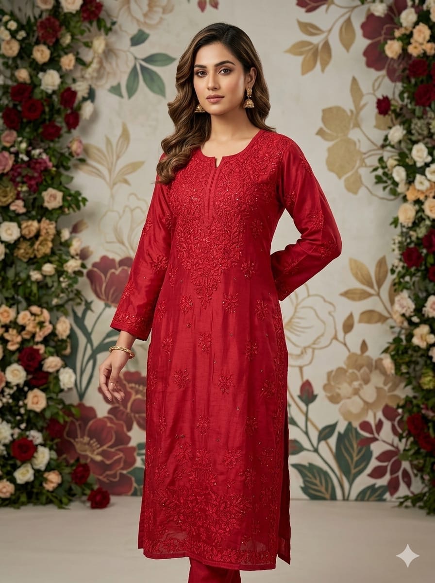 Pure 3d Batson Muslin Muqaish Long Kurta