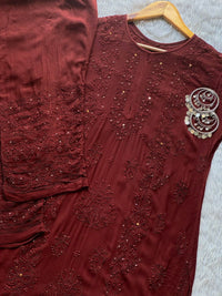 premium beautiful lining boota Viscouse kurti with jaal pant