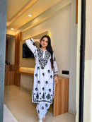 Black & white dhoti style rayon set