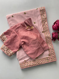 Sequins Baby Peach heavy Faux Georgette saree
