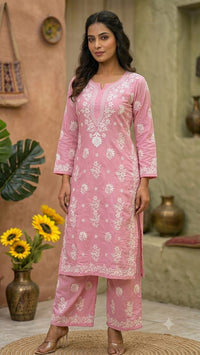 Rayon white embroidered Set
