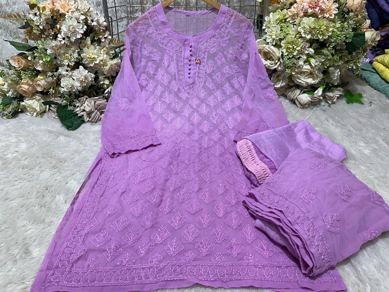 Georgette Gharara 3pc Set ombre Buti jaal